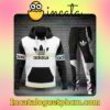 Luxury Adidas With Big Logo Center Black And White Zipper Hooded Sweatshirt And Pants