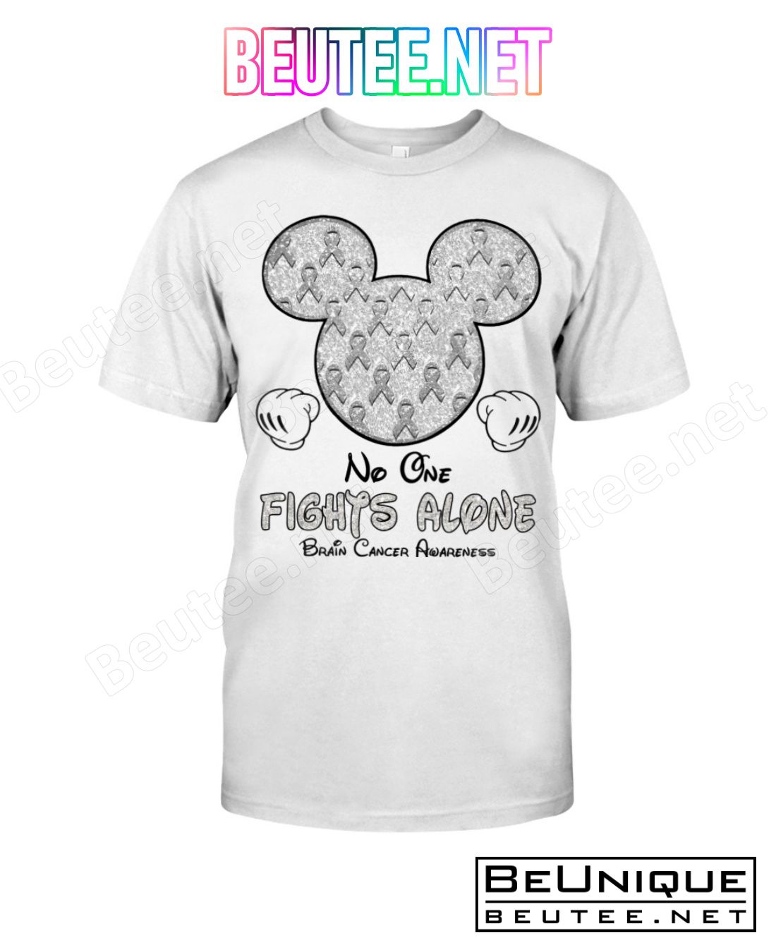 Mickey No One Fights Alone Brain Cancer Awareness Shirt