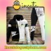 Nike Black And White Zipper Hooded Sweatshirt And Pants