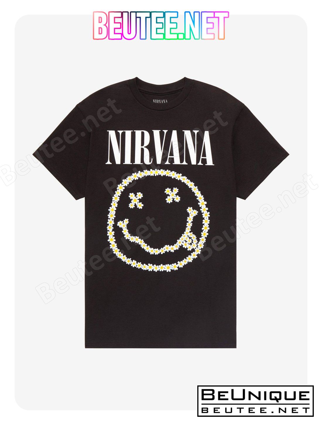 Nirvana Floral Smile Boyfriend Fit Girls T-Shirt