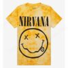 Nirvana Smile Yellow Tie-Dye Boyfriend Fit Girls T-Shirt