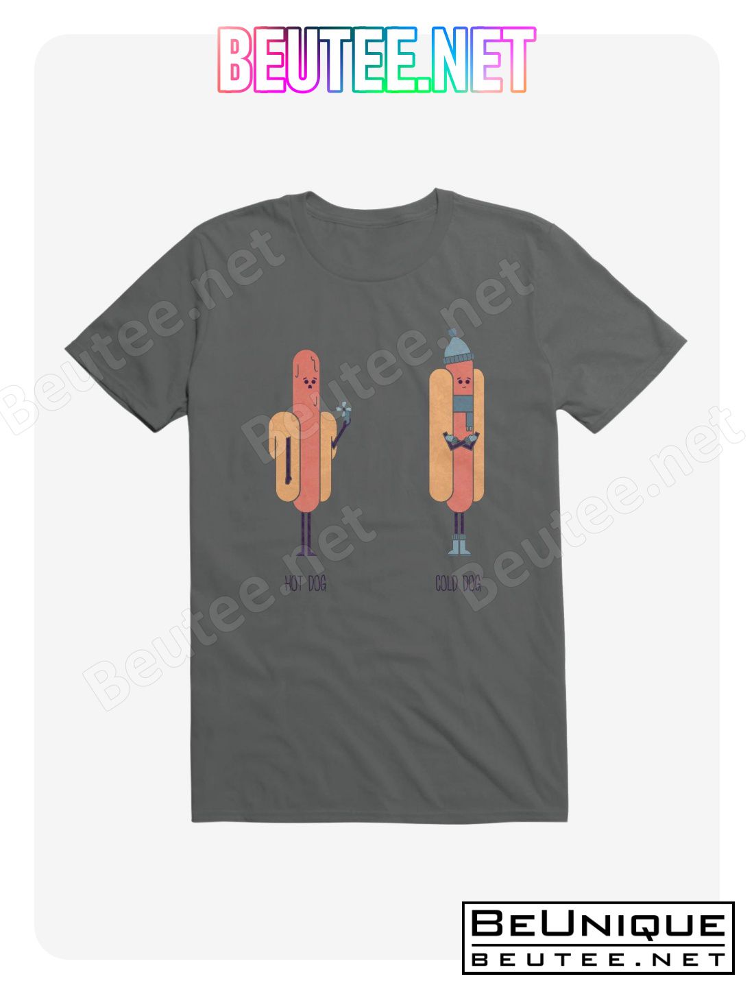 Opposites Hot Dog Cold Dog Charcoal Grey T-Shirt