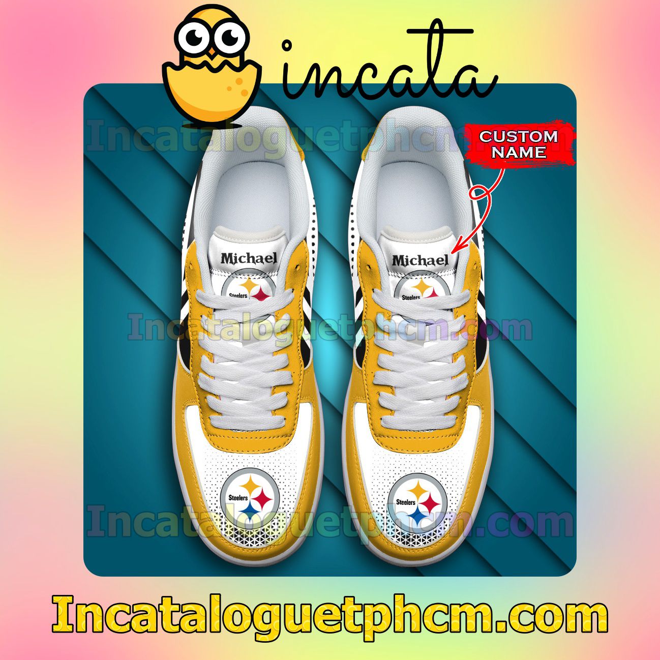 Personalized NFL Pittsburgh Steelers Custom Name Nike Low Shoes Sneakers