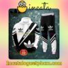 Personalized Name Adidas Black And White Zipper Hooded Sweatshirt And Pants