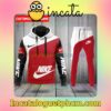 Personalized Nike Logo Red White And Black Zipper Hooded Sweatshirt And Pants