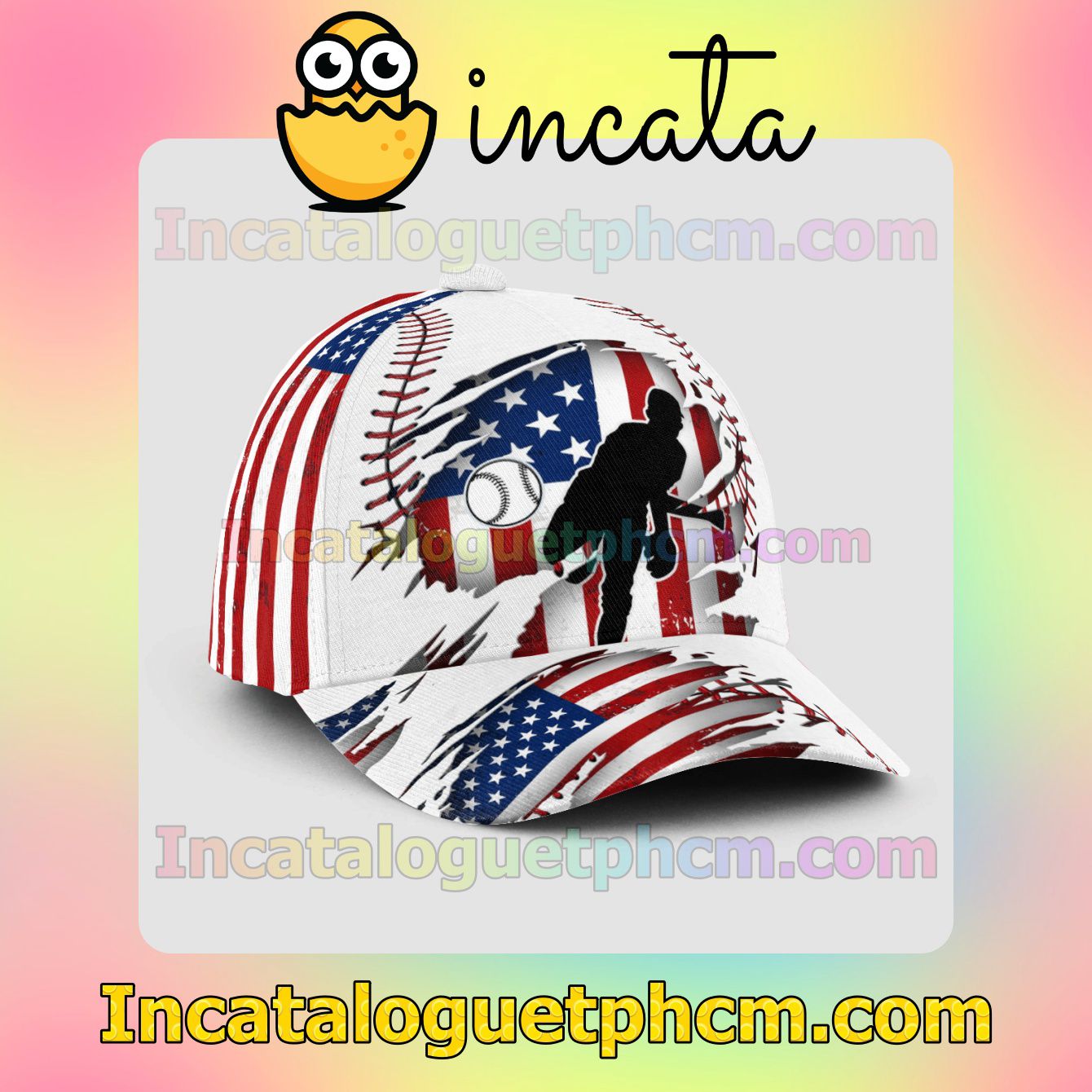 Pitching American Flag Pattern Snapbacks Customized Hat Caps