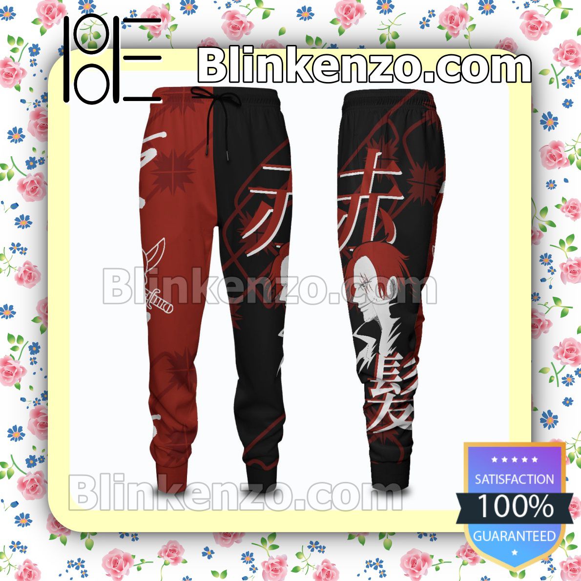 Shanks One Piece Anime Black And Red Gift For Family Joggers