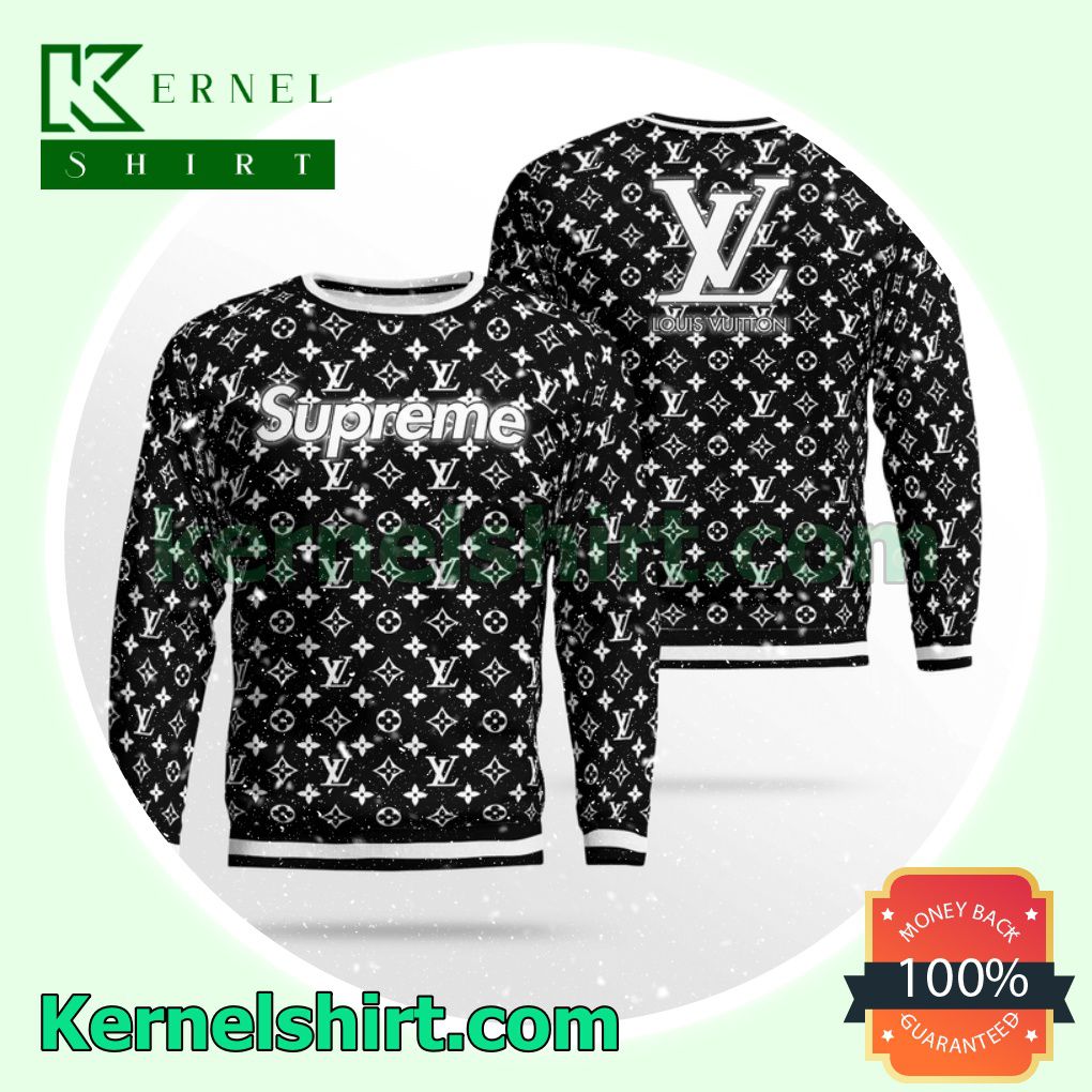Supreme Louis Vuitton Monogram Black And White Knitted Ugly Sweater Christmas