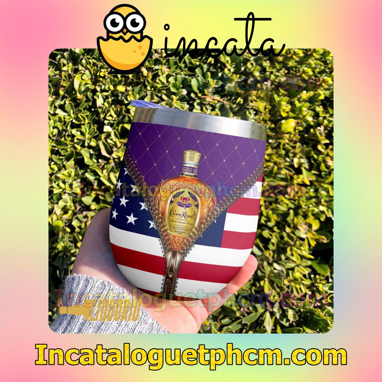 USA Flag Crown Royal Tumbler Design Gift For Mom Sister