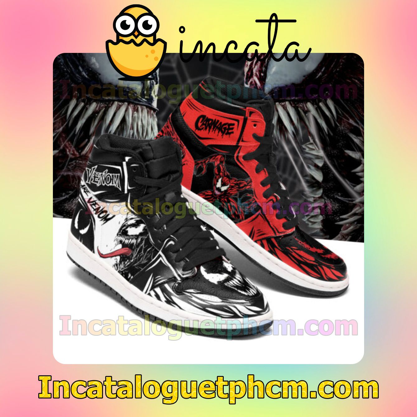 Venom vs Carnage Air Jordan Red and Black Air Jordan 1 Inspired Shoes