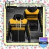 Versace Luxury Black With Yellow Horizontal Stripes Full-Zip Hooded Fleece Sweatshirt