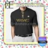 Versace Luxury Brand Style Basic Black Embroidered Polo Shirts